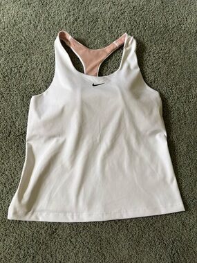 Nike Dri-fit Swoosh Sports Bra Tank Top Womens Size M Racerback White Activewear